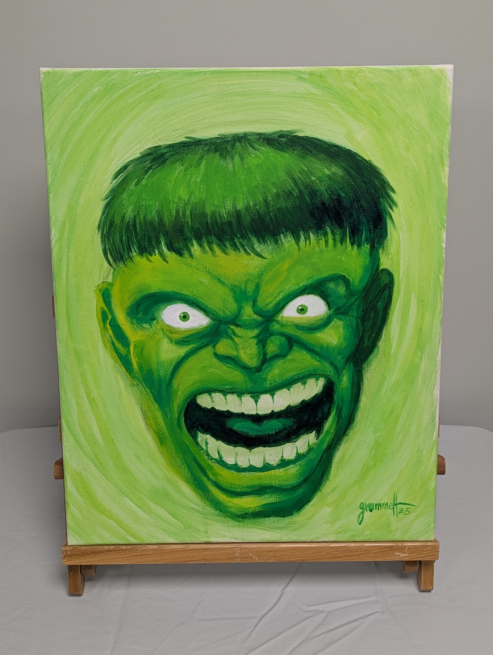 005 - Original Canvas Painting - the Incredible Hulk - 16"x20”