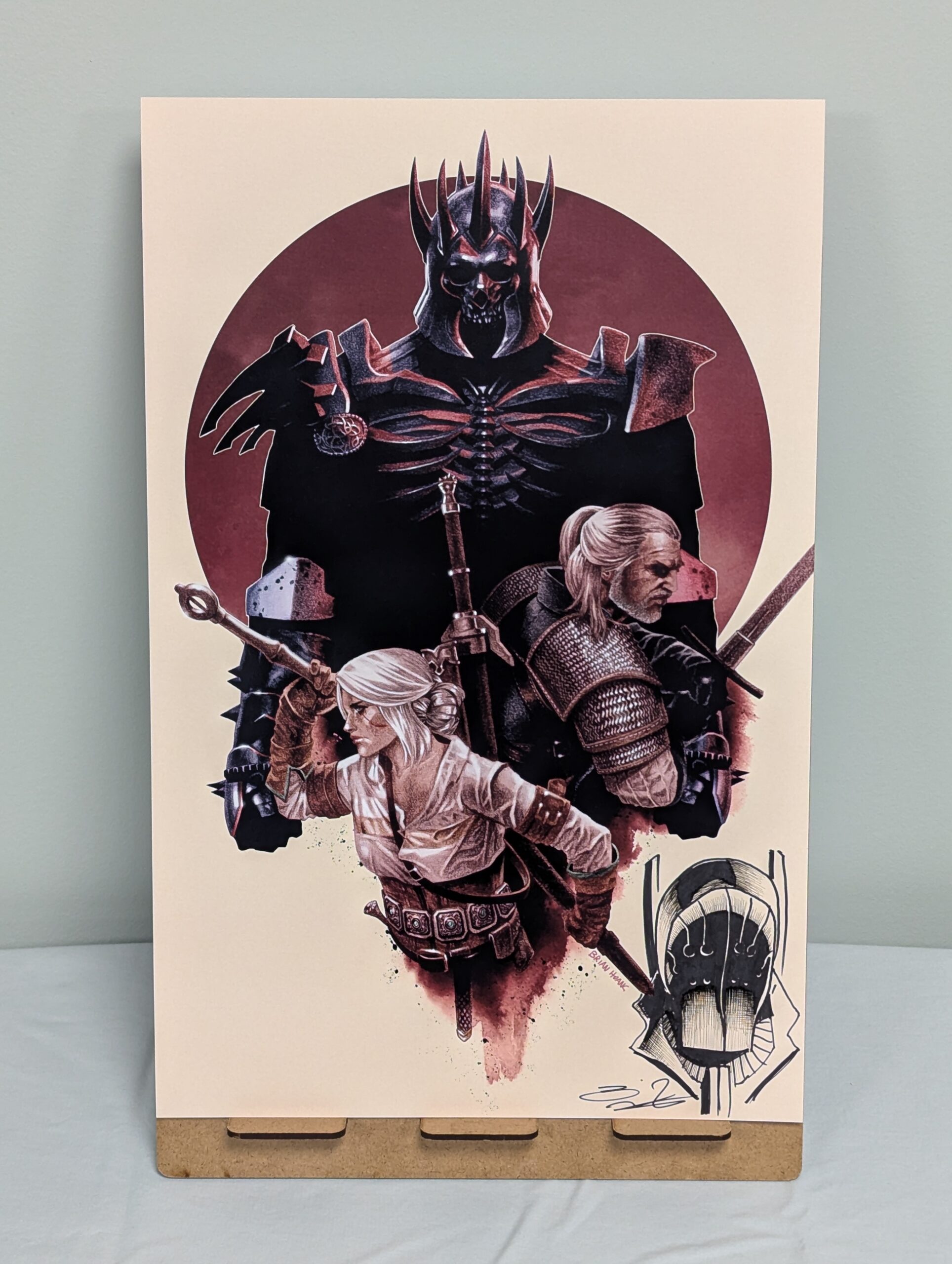 009 - 11”x17” Witcher art print, signed and sketch remarqued by the artist