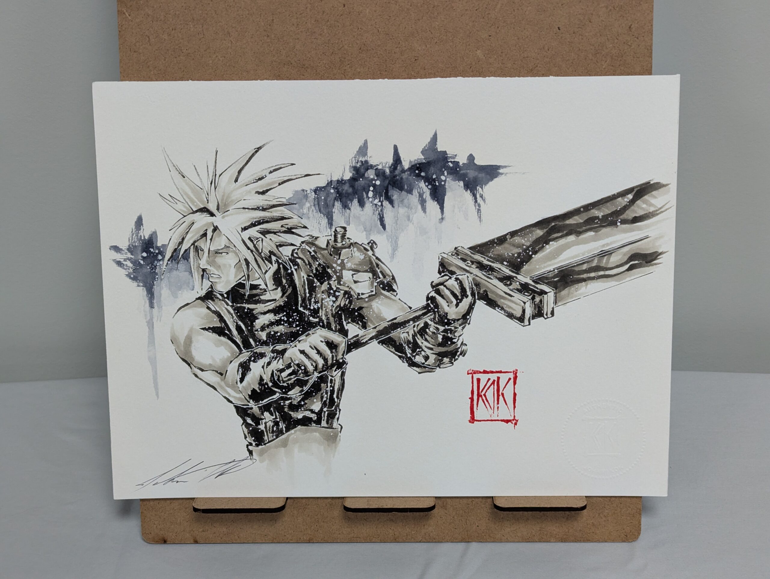 023 - Original Watercolor Sketch - Cloud Strife - Final Fantasy 7 - 9”x12”
