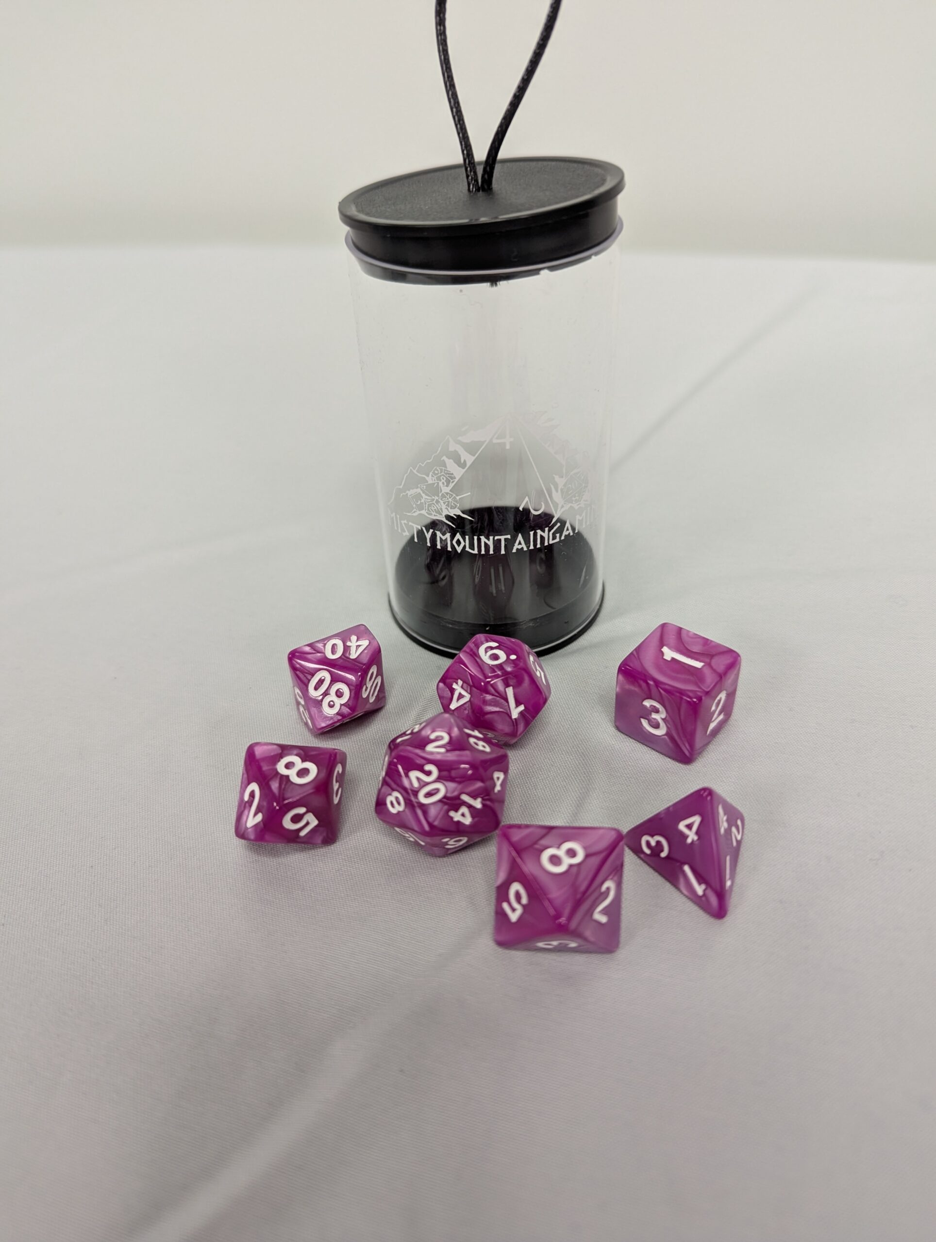 045 - Pink Acrylic 7 piece dice set