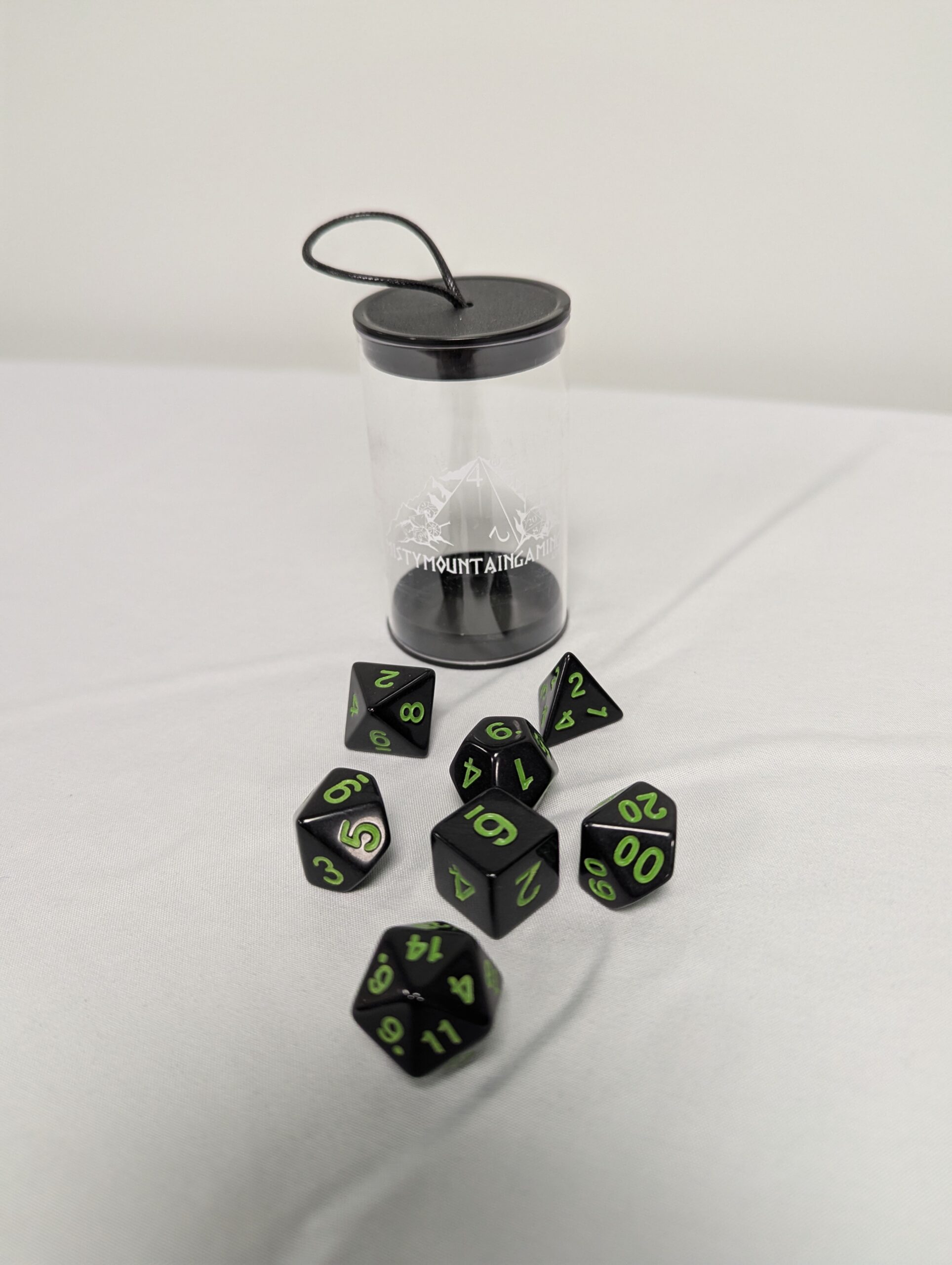 049 - Black Acrylic 7 piece dice set