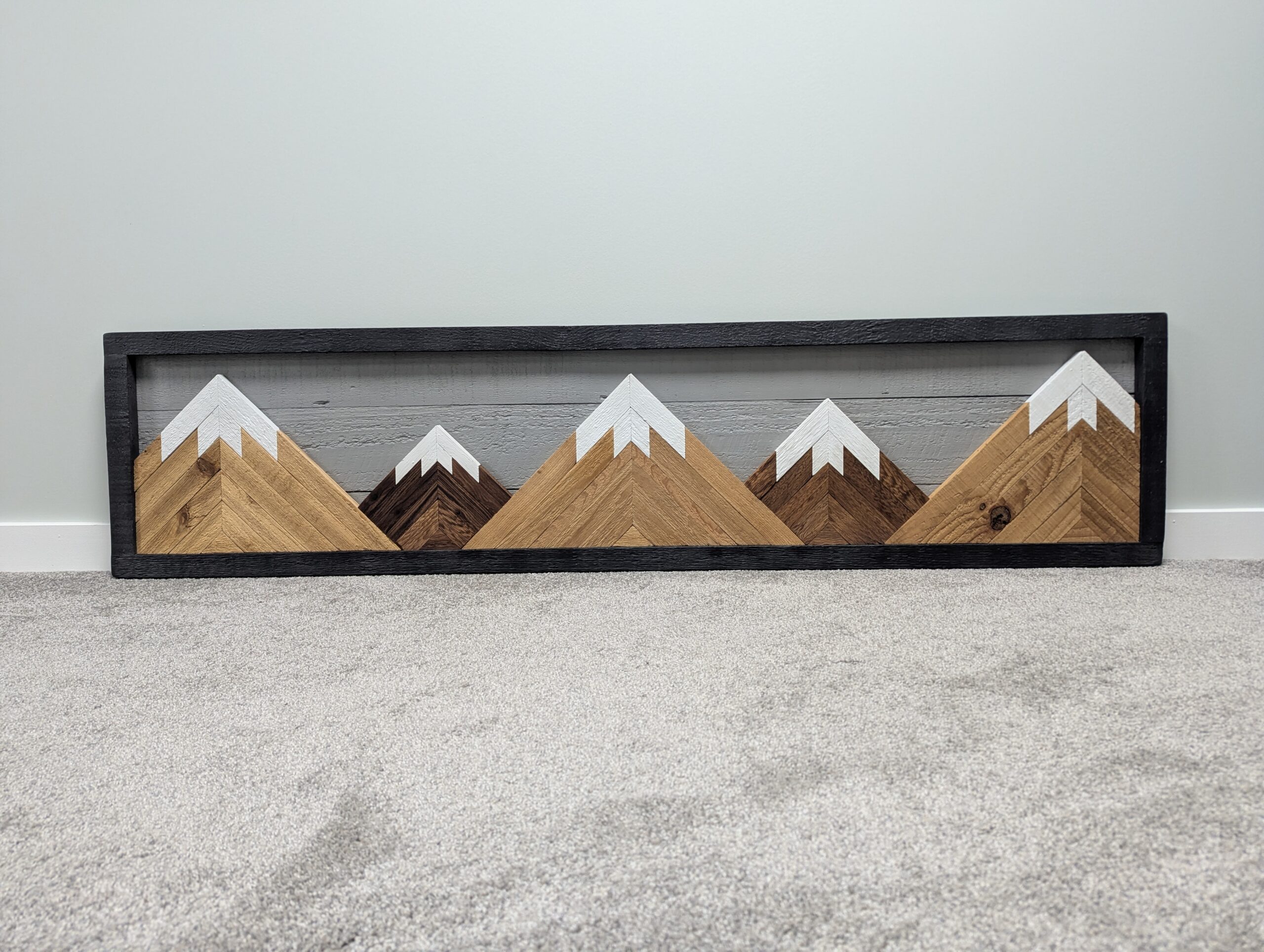 064 - Mountain Range 5 Peaks Wooden Wall Art - ready to hang