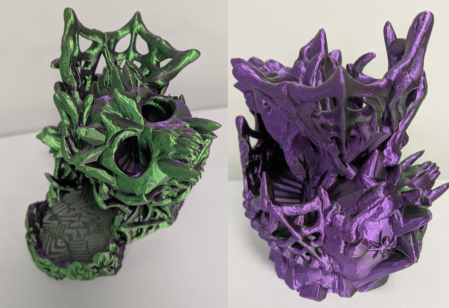 076 - 3d Printed Green/Purple Dice Tower