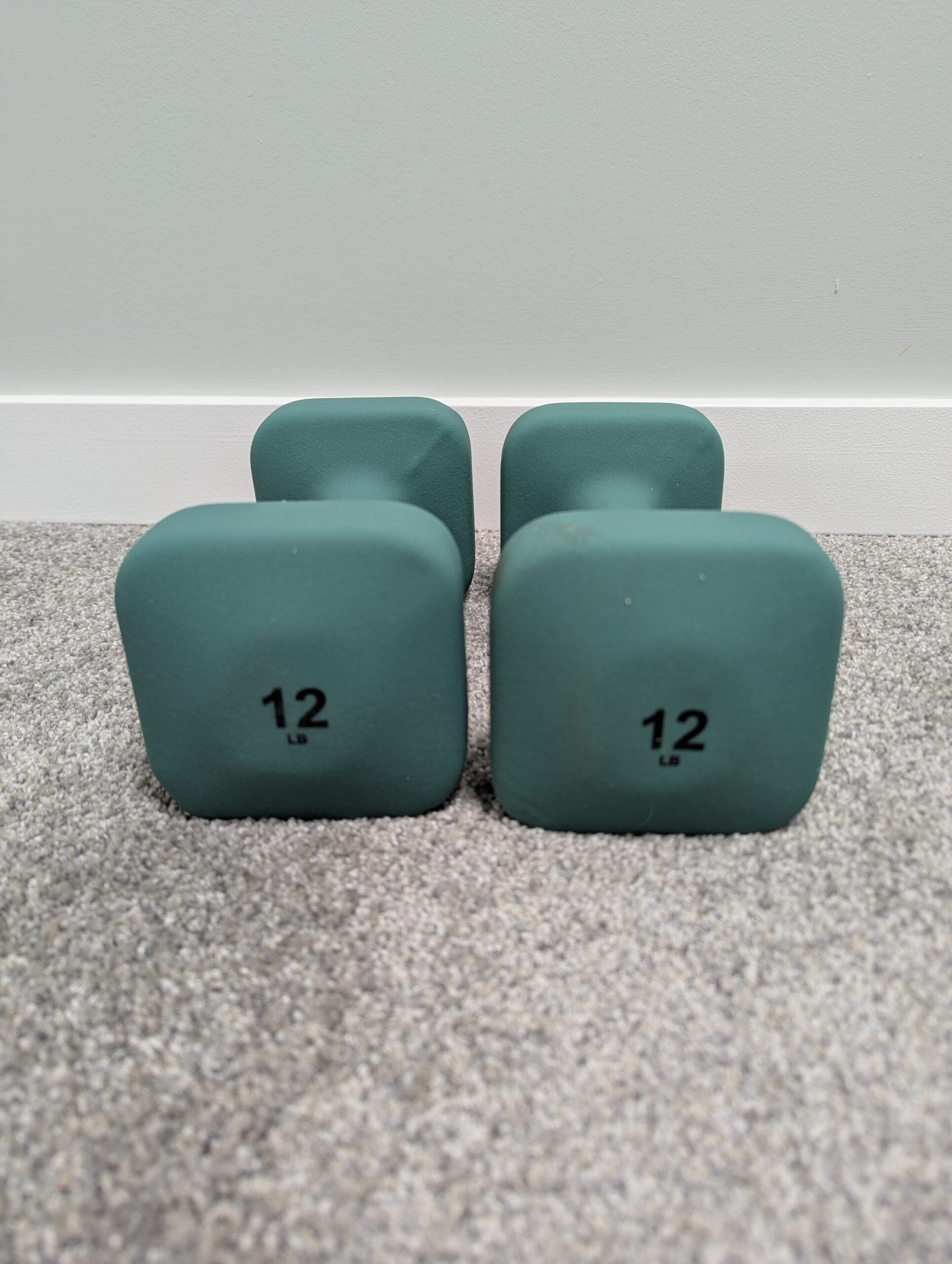 096 - 12 lbs Square Neoprene Dumbbells Pair - Army Green