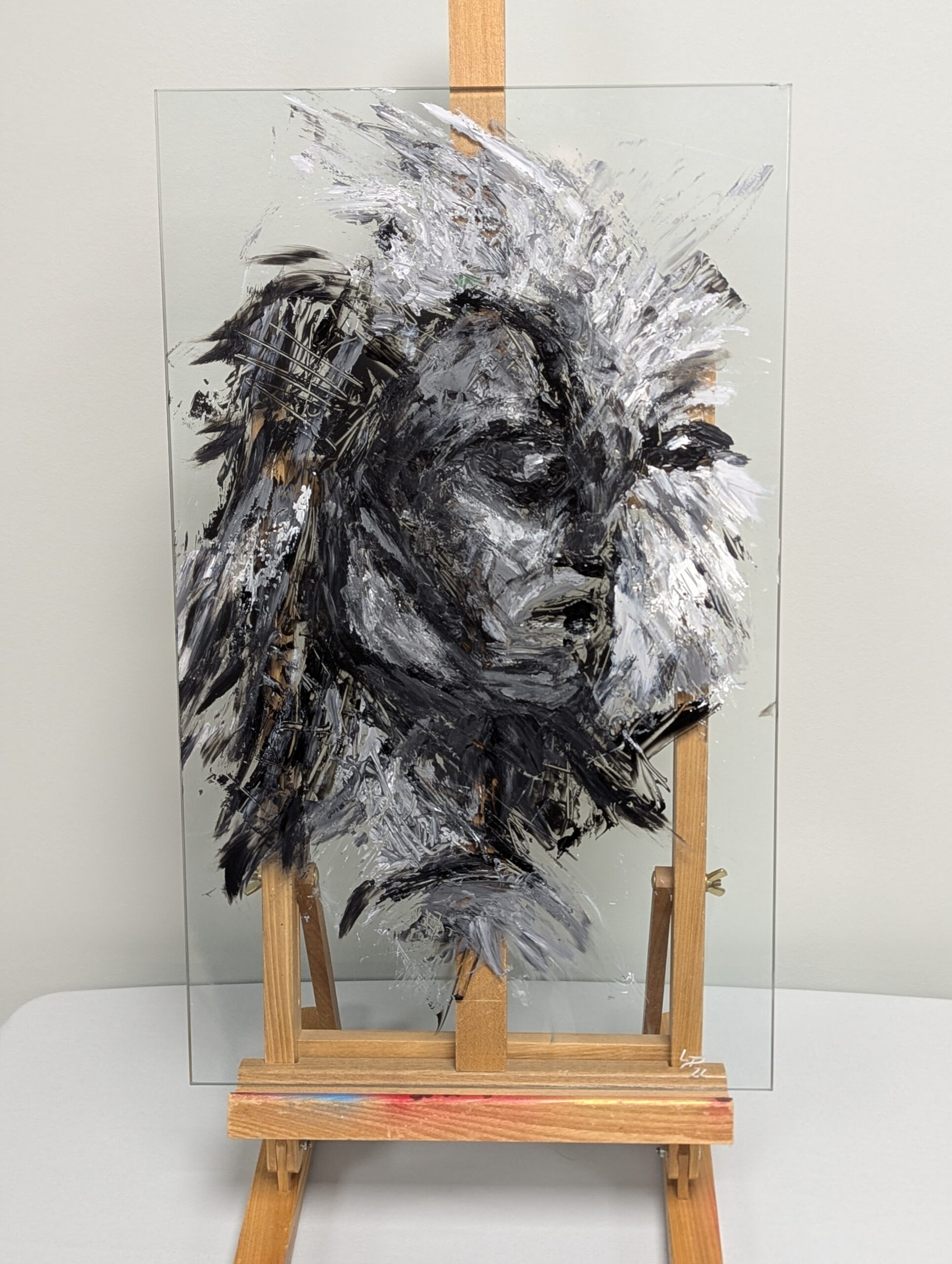 101 - Animal Within - Painted Glass Panel - 23.5” x 14”