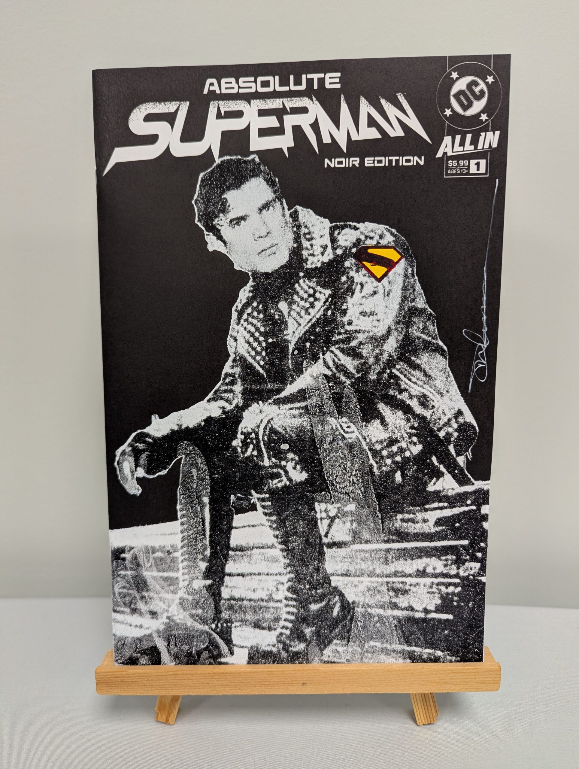 121 - Original Sketch Cover Gelliarts Monoprint - Superman Punk - Absolute Superman Blank Issue 1 Comic Book