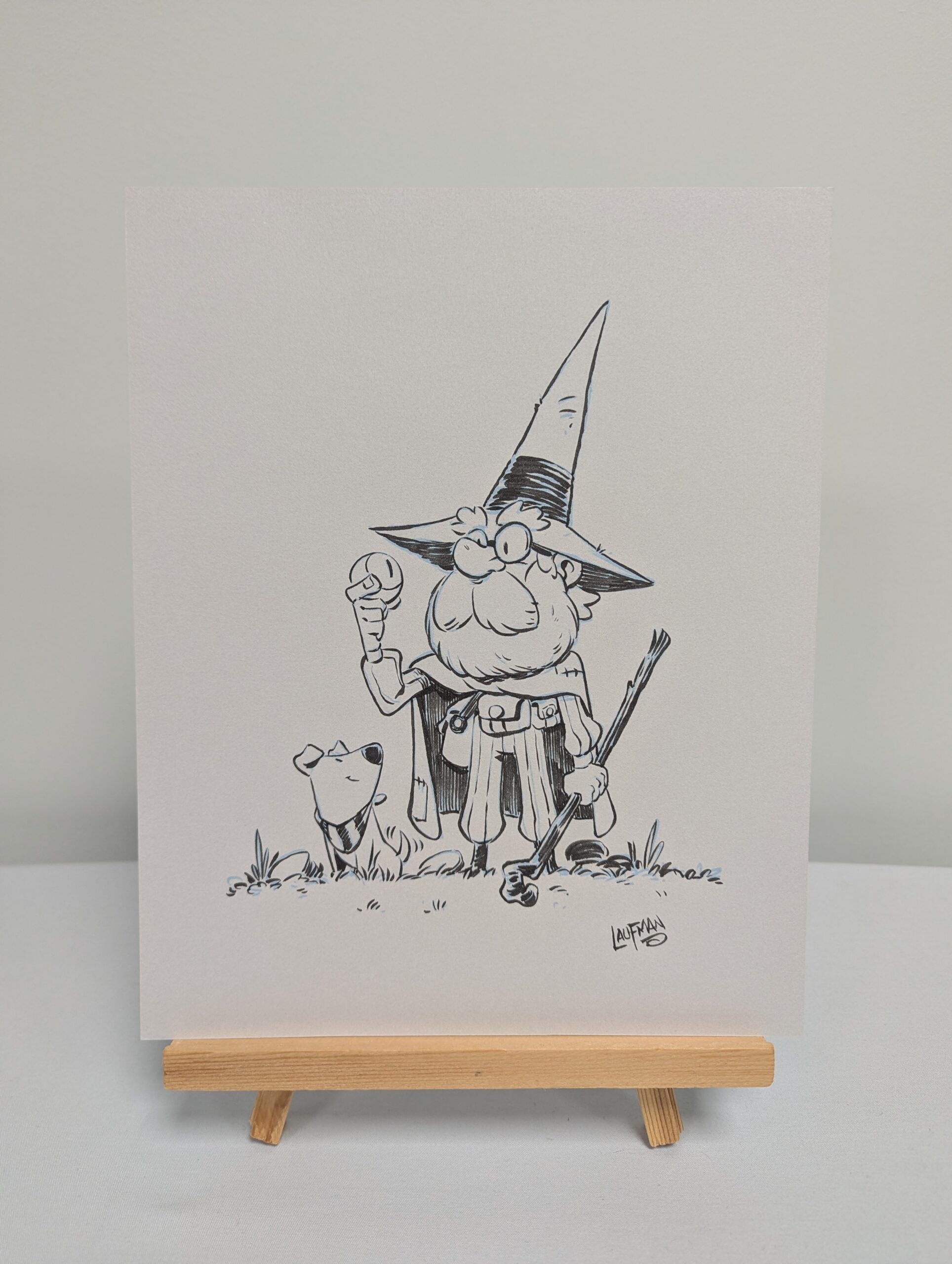 146 - Original Inked art - Wizard and Dog - 8x10”