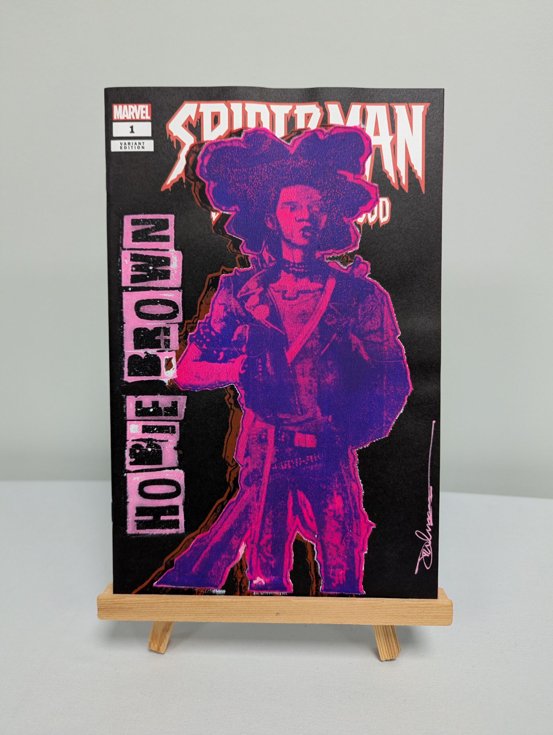 151 - Original Sketch Cover Gelliarts Monoprint - Spiderpunk Hobie Brown - Spiderman Blank Issue 1 Comic Book