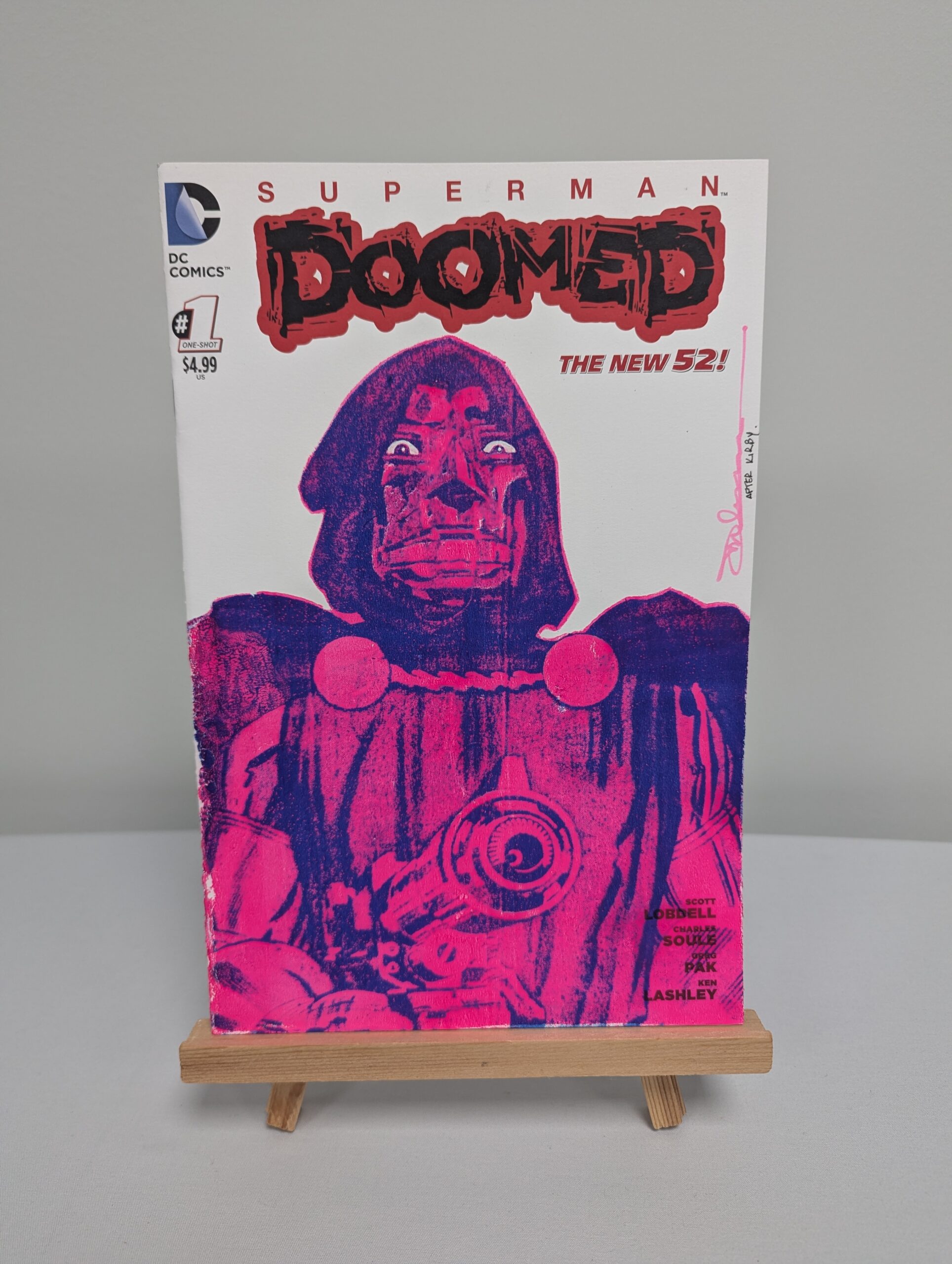 152 - Original Sketch Cover Gelliarts Monoprint - Dr Doom - Superman Doomed Blank Issue 1 Comic Book