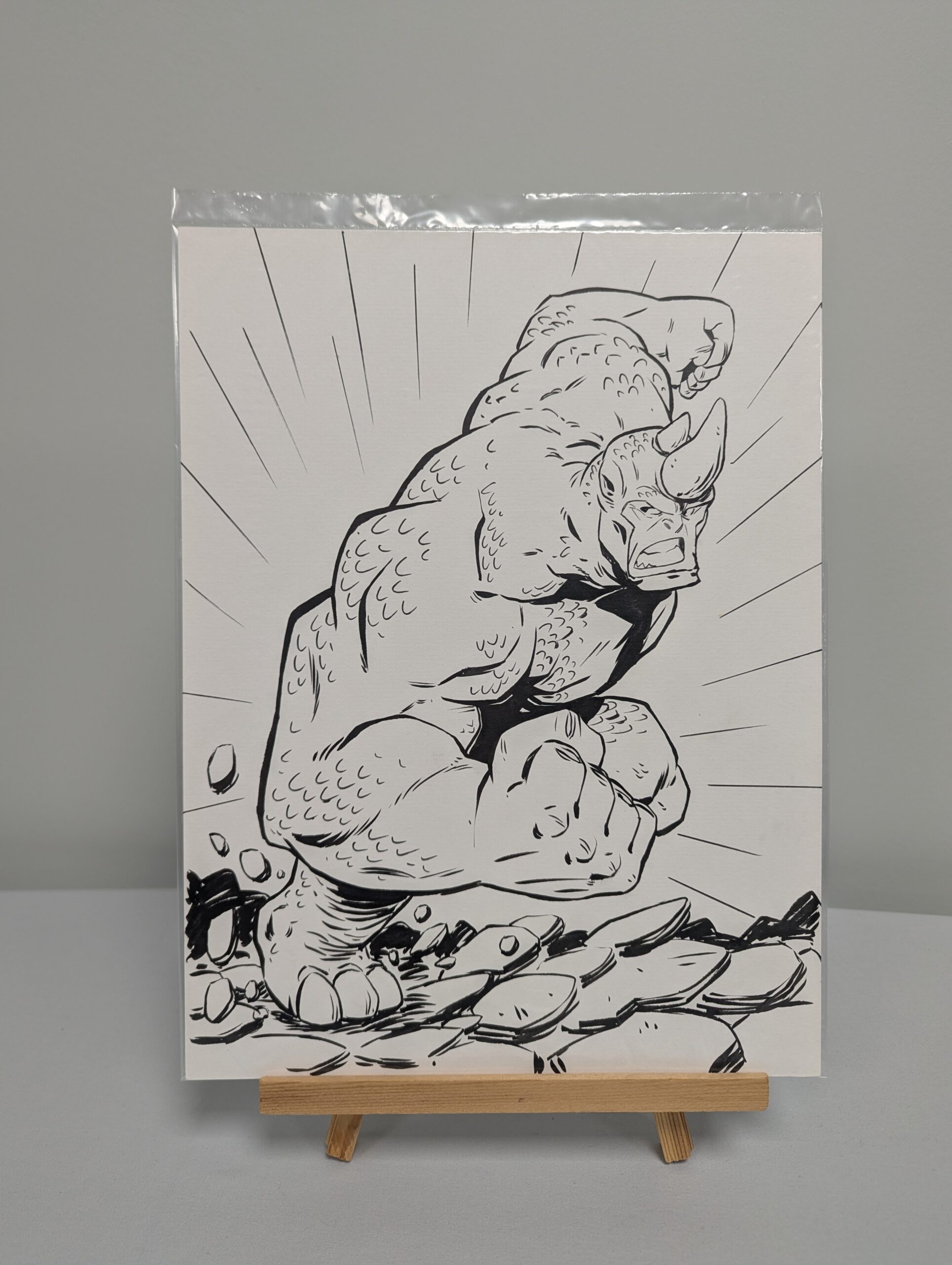 156 - Original inked art - Rhino - 9x12”