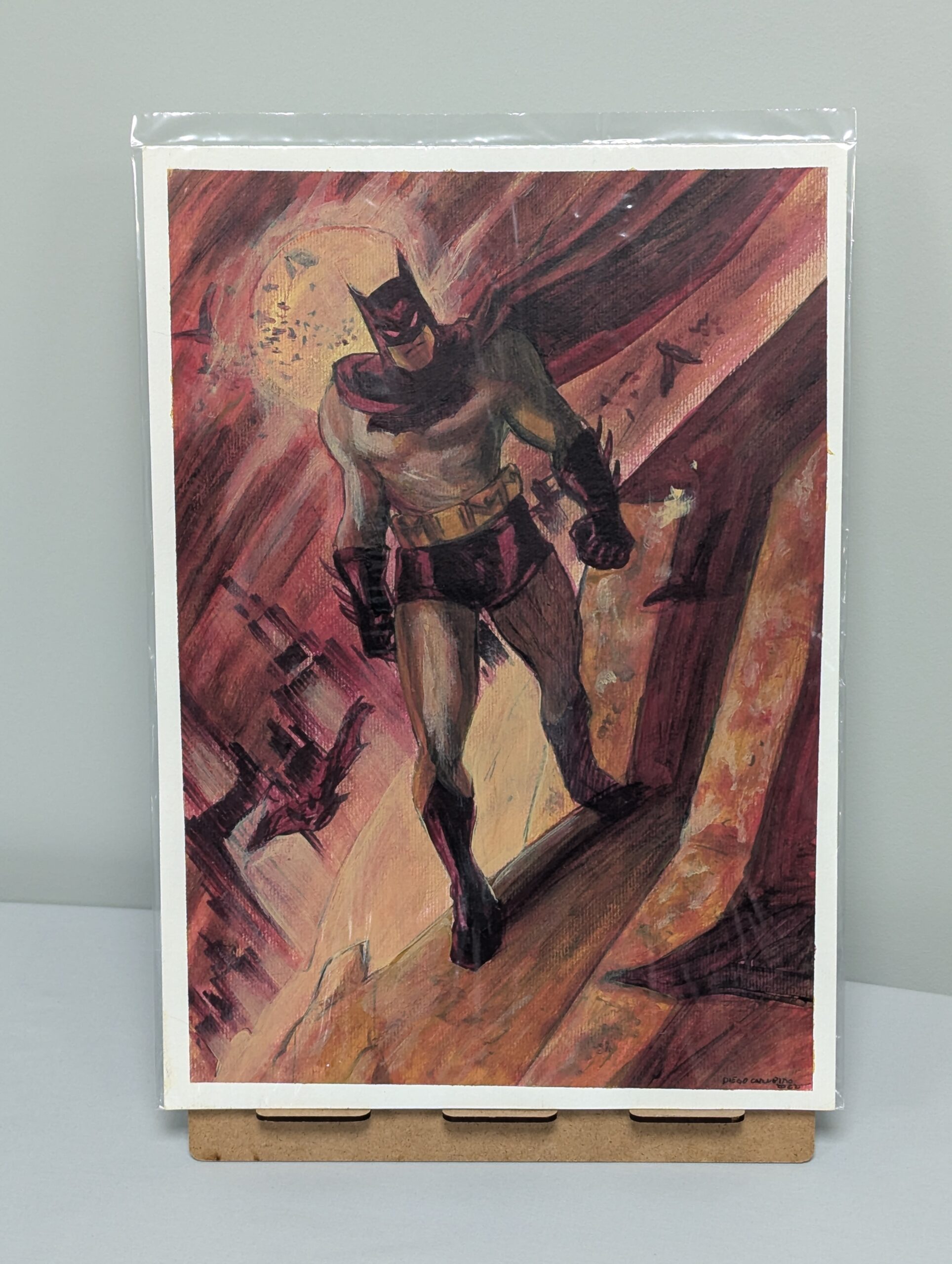 165 - Original Mixed Media Art - Batman 11.5x16.5
