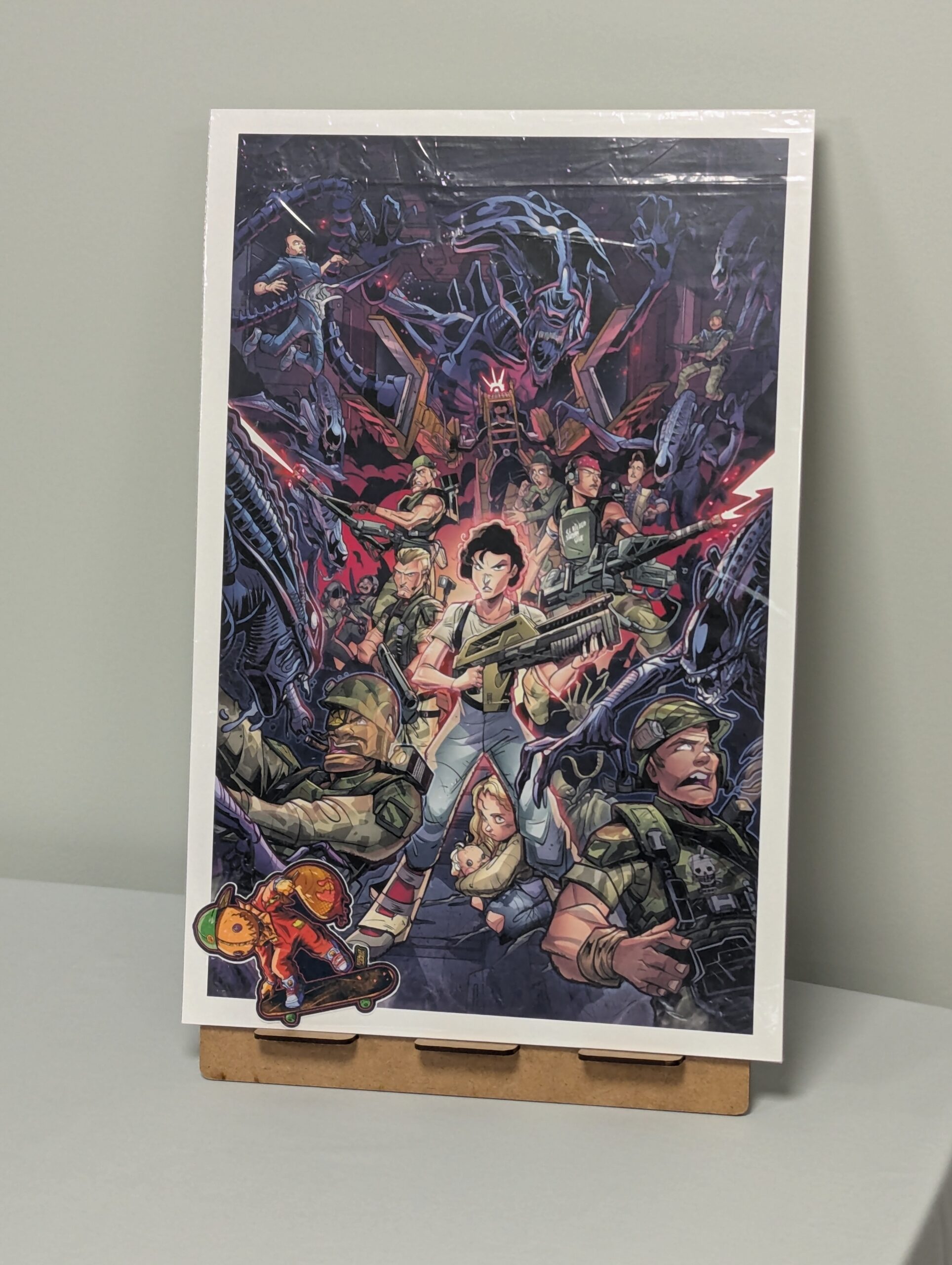 166 - Aliens Art Print 12x18” w/ Pumpkinhead Sticker