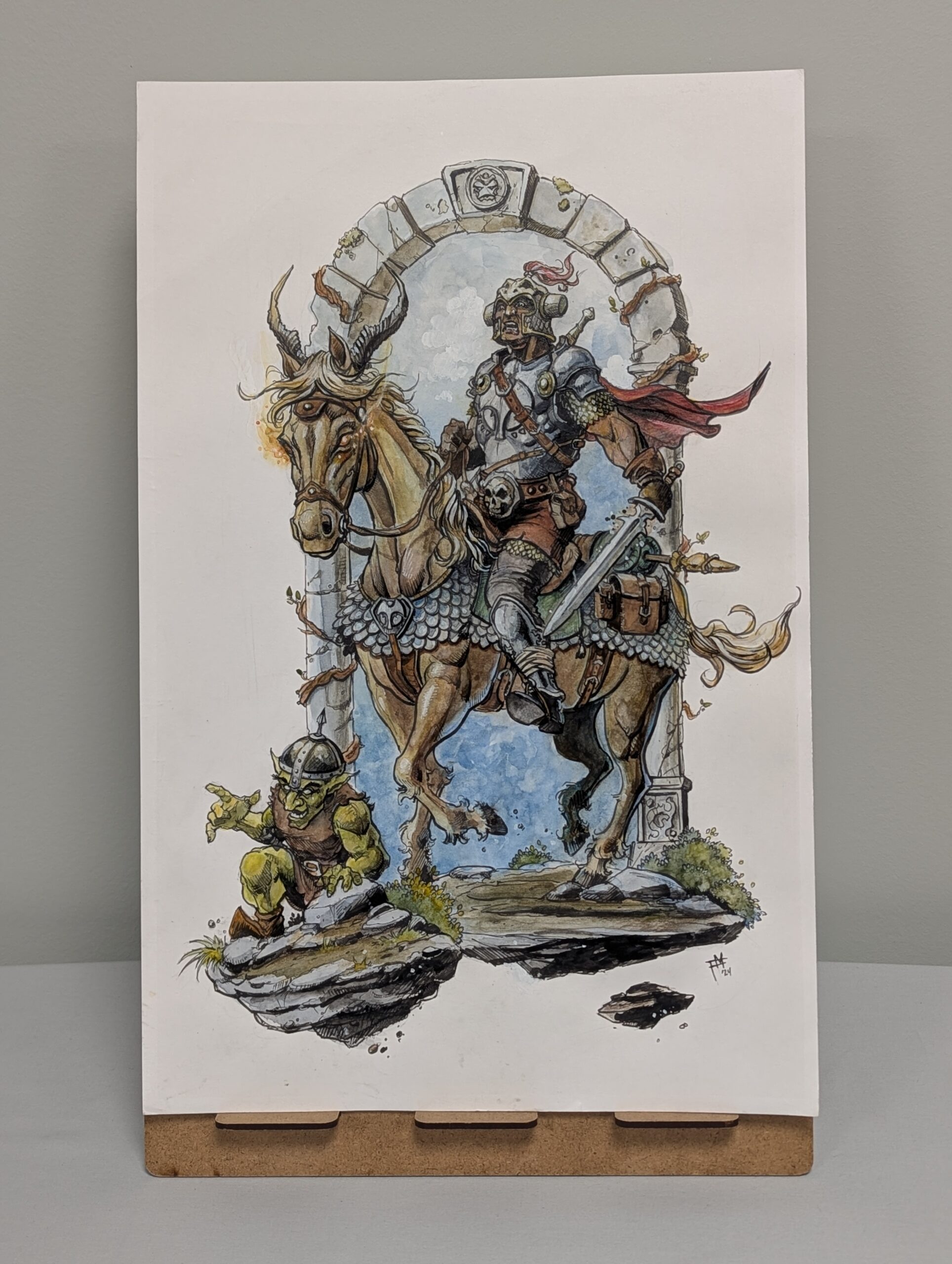 167 - Original Watercolor Art - Crusader of Nightfalls - 11x17”