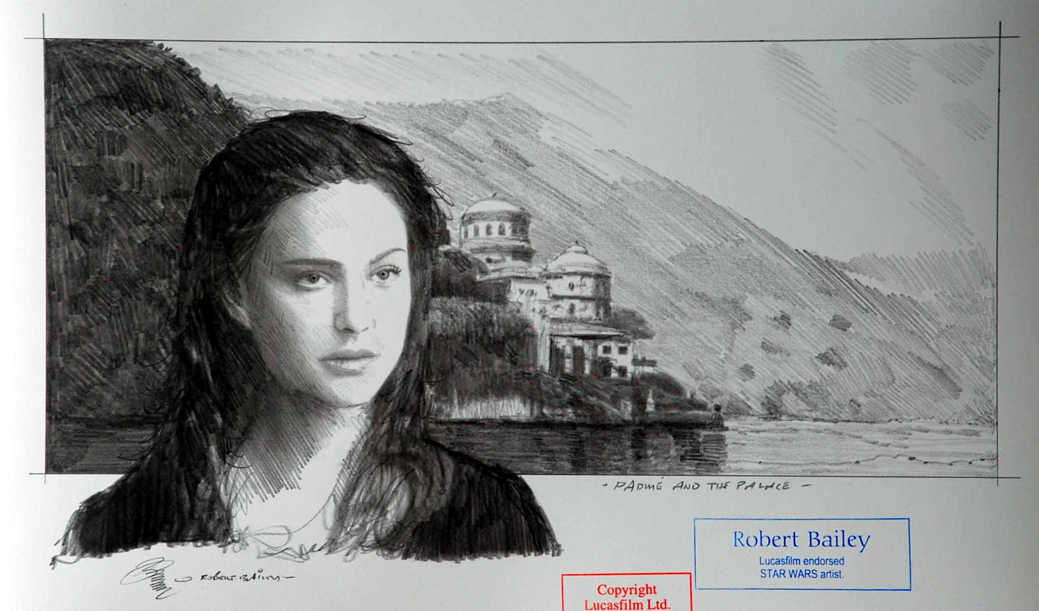 176 - Star Wars - Padme and the Palace - Original Art - Signed by the Artist and Endorsed by Lucasfilm