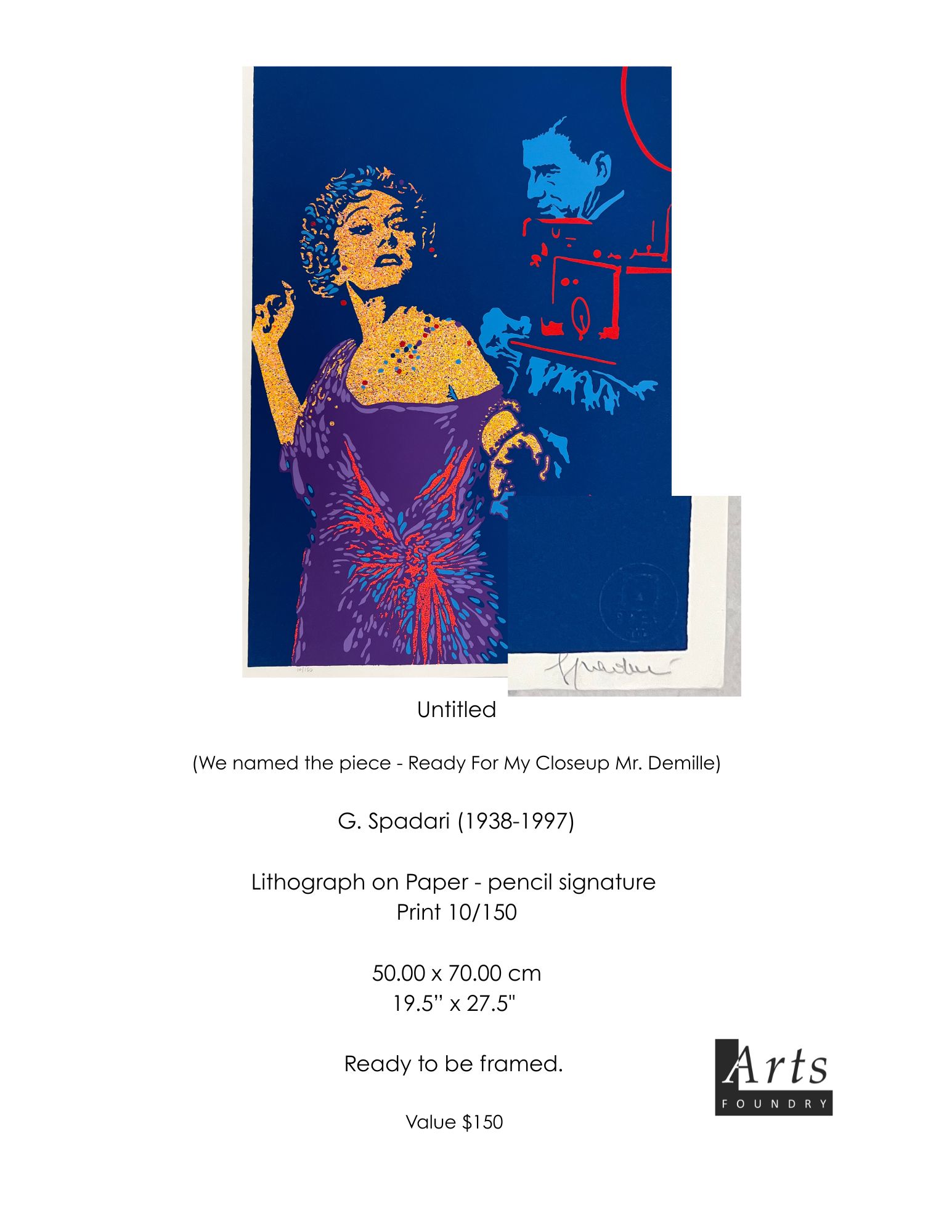 186 - 19.5x27.5” Ready for my Close-up - Lithograph art print by G Spadari - Signed by the Artist